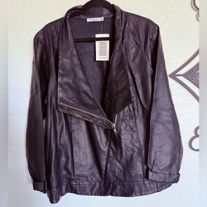 JUSTFAB Women’s Vegan Black Leather Moto Jacket - NEW w/ Tags - XXL